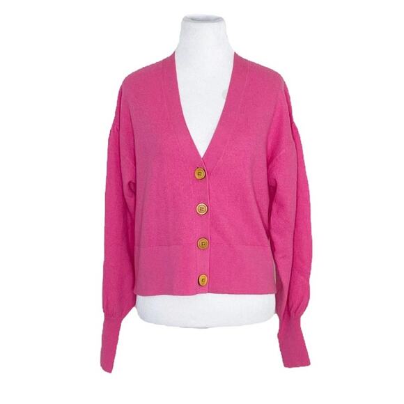Ulla Johnson Ansel Boiled Wool Cardigan Sweater in Fuchsia Pink Size P/S - Picture 4 of 9